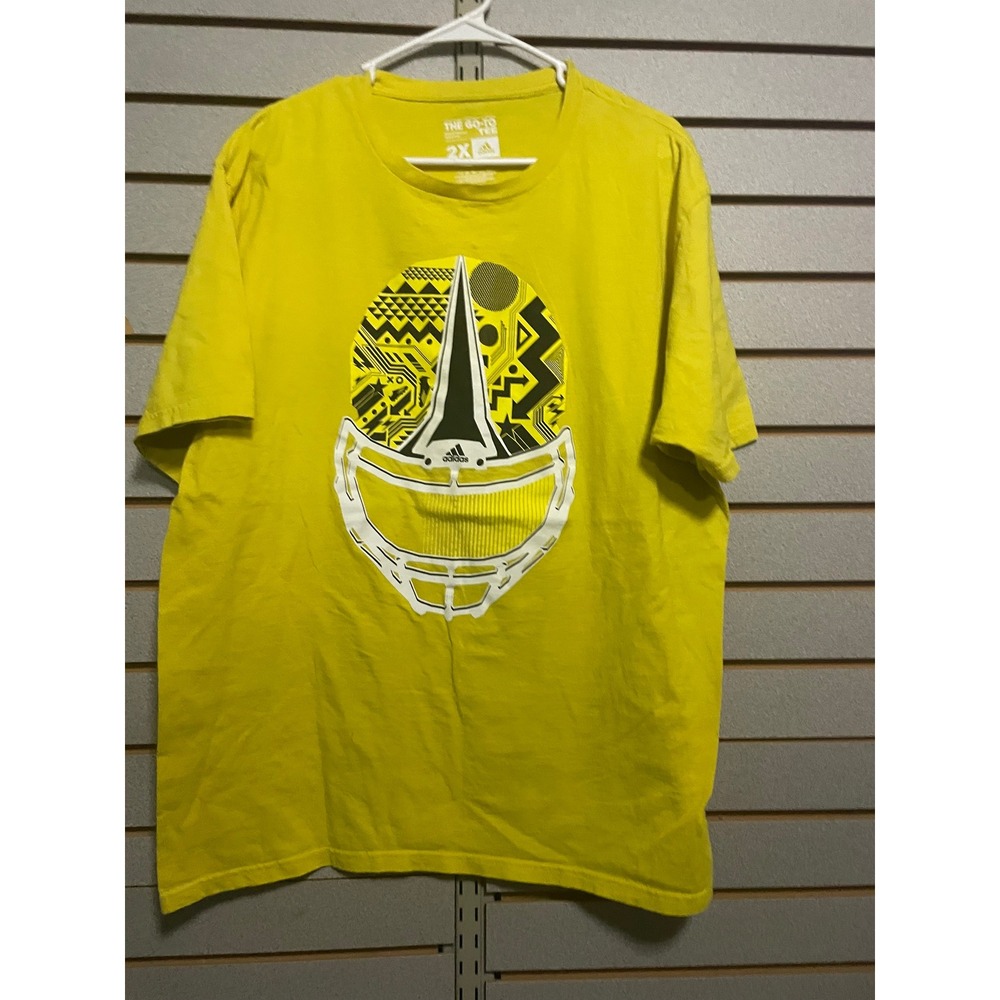 Adidas The Go To Tee Mens 2X Large Yellow Football Helmet Graphic T Shirt